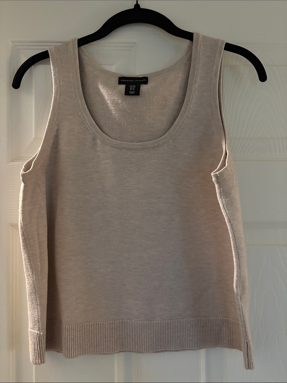 Adrienne Vittadini Beige Scoop Neck Knit Tank